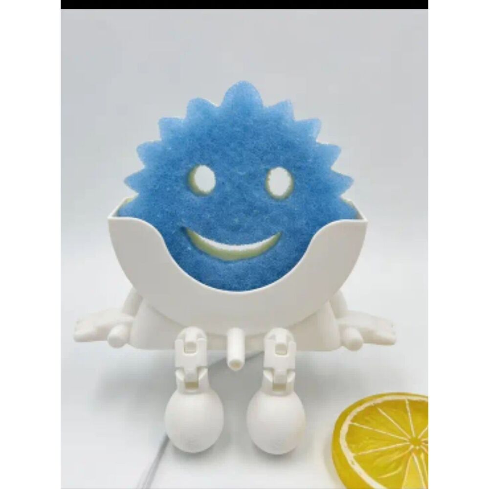 Smiley 2 Pc Kitchen Sponge And Holder Set New